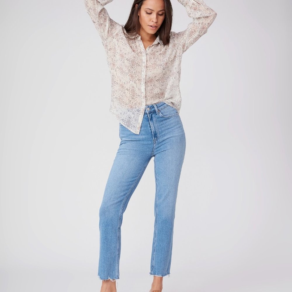 NWT Paige Ultra High-Rise Cindy - Destroyed Hem
